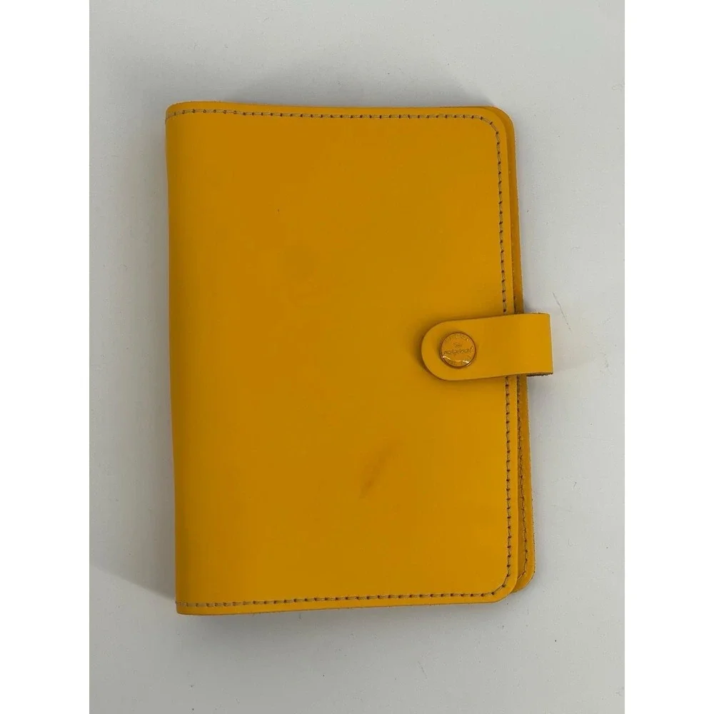 Filofax Original Leather Organizer Yellow Personal Size Made in UK Rare Color